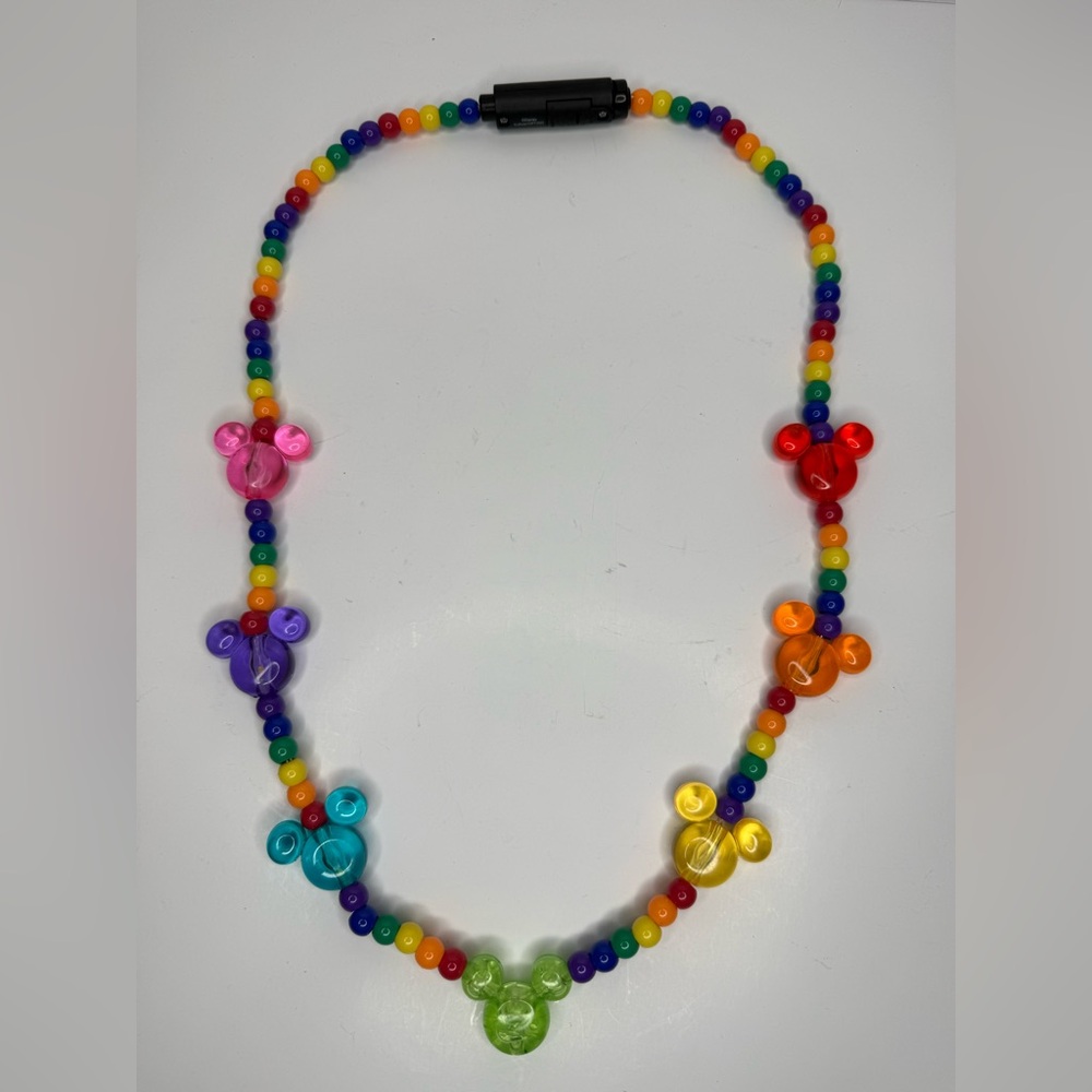 Official Disney World Mickey Mouse Pride Rainbow LED Light-Up Beaded Necklace - Picture 3 of 4